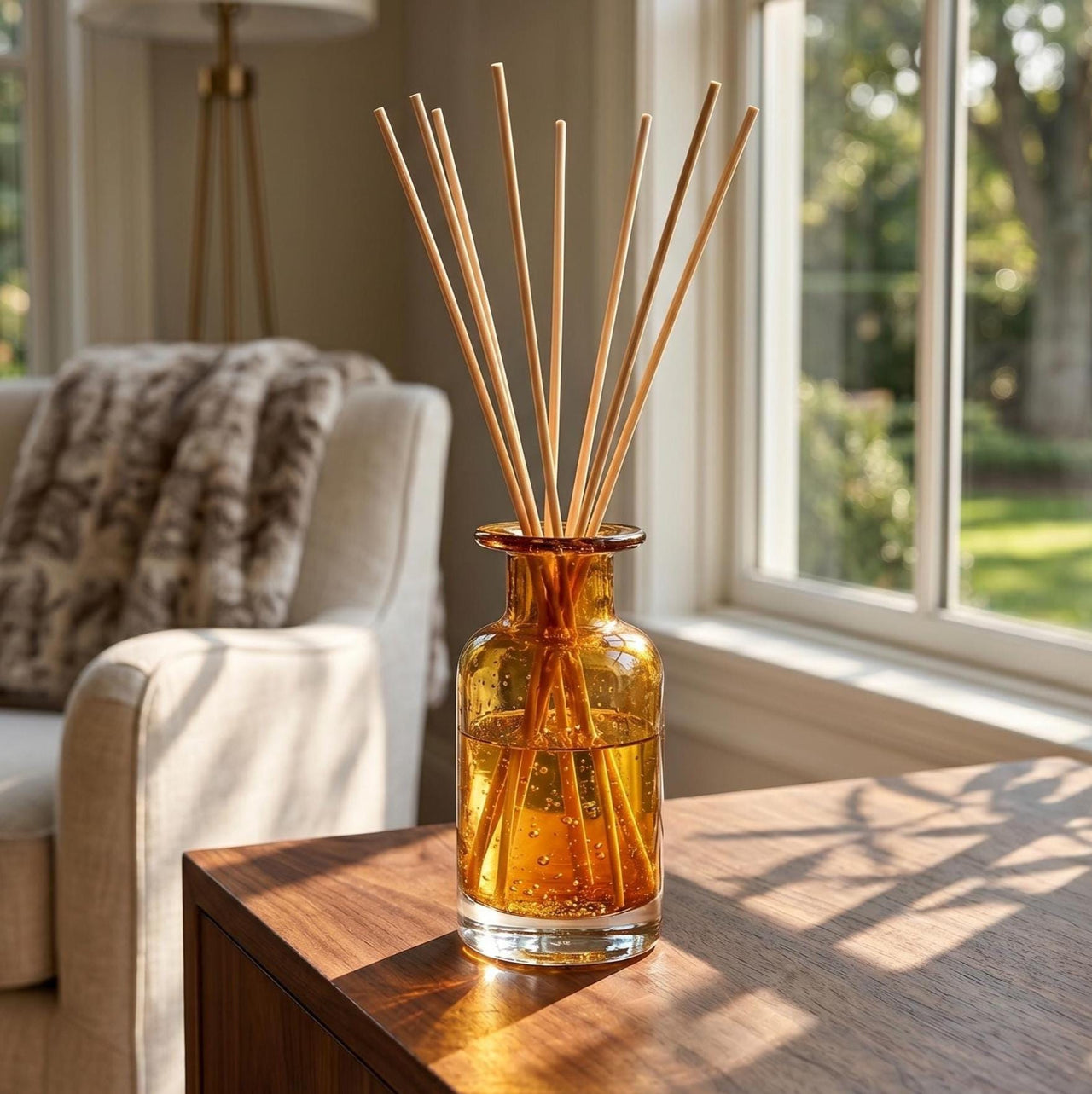 Hand Blown Amber Glass Reed Diffuser Bottle