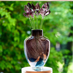 Glass Flowers Bouquet with Vase - Glass Flowers and Vase  - Blown Glass Centerpiece - Glass Table Centerpiece - Birthday Gift