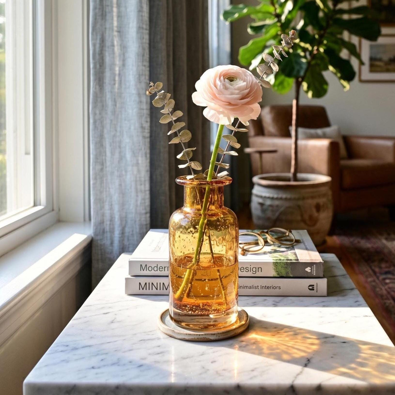 Hand Blown Amber Glass Reed Diffuser Bottle