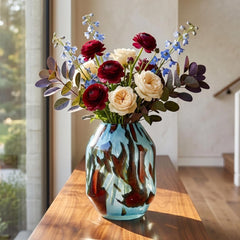 Teal Glass Art Vase
