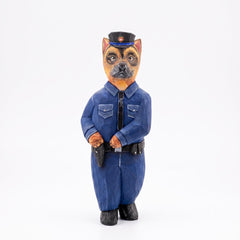 Hand Carved Wooden Police German Shepherd Statue