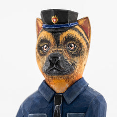 Hand Carved Wooden Police German Shepherd Statue