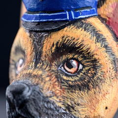 Hand Carved Wooden Police German Shepherd Statue