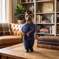 Hand Carved Wooden Police German Shepherd Statue