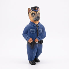 Hand Carved Wooden Police German Shepherd Statue