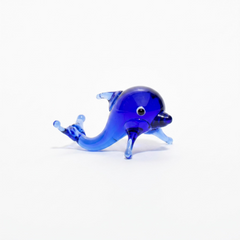 Glass Dolphin, Tiny Glass Animals, Miniature Glass Animals, Mini Glass Animals, Coastal Decor, Dolphin Gift, Lampwork, Blue Ocean Decor