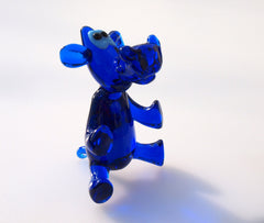 Glass Hippo Statue, Cobalt Blue Hippo Figurine, Blown Glass Animals, Hippo Gifts, Safari Animals, Glass Animals, Hippo Decor