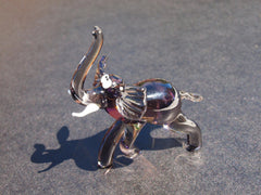 Handmade Grey Glass Elephant Figurine: Collectible Art Glass Sculpture