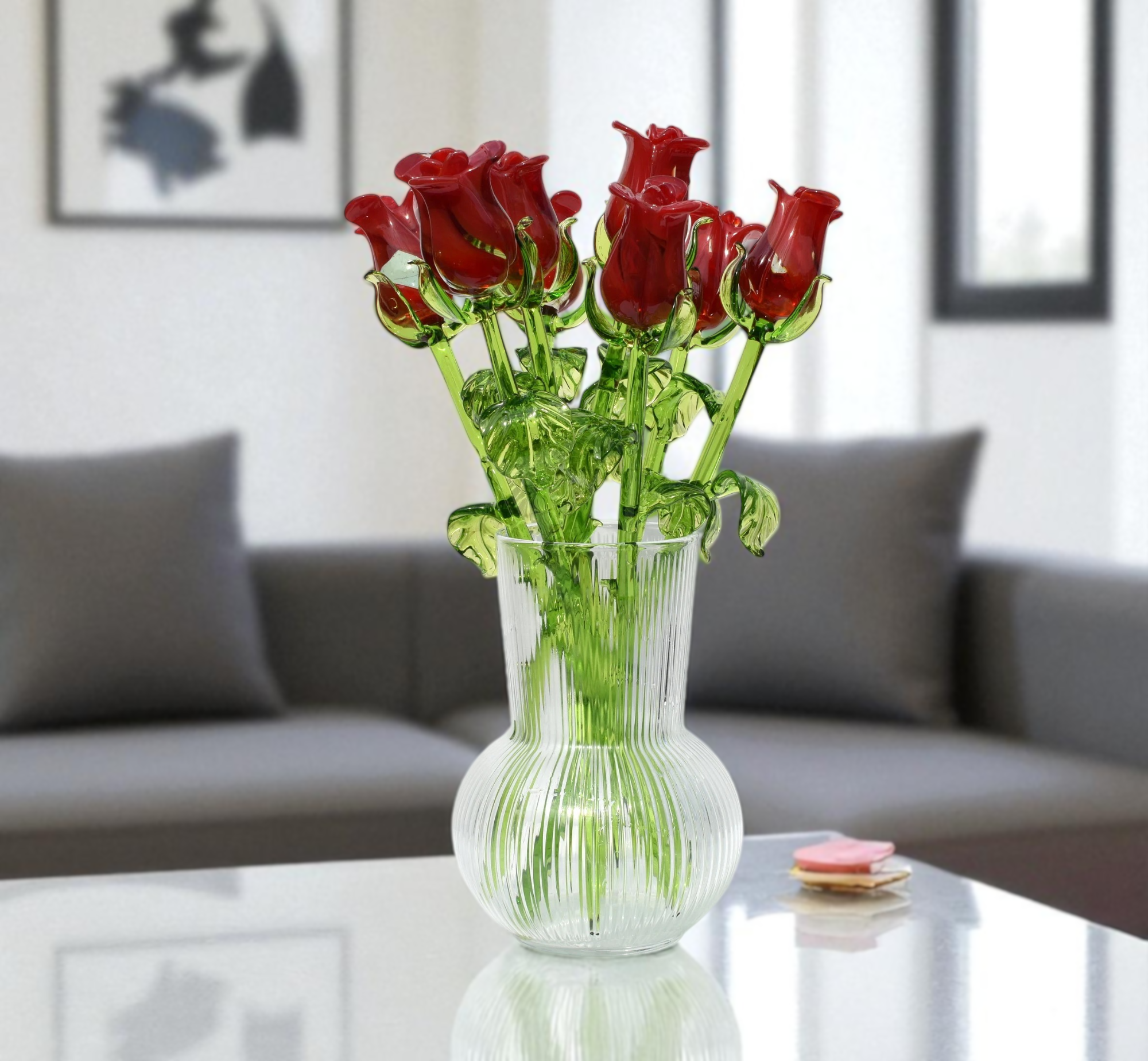 "Valentina" Red Glass Rose